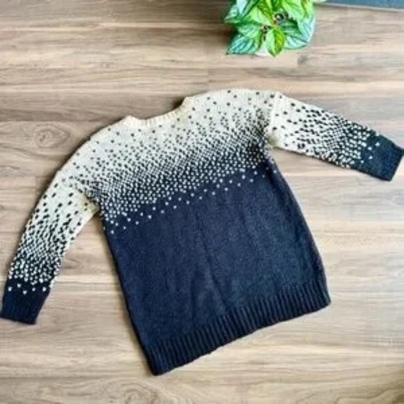 Madewell Black & Cream Drift Stitch Wool Blend Ombre Dot Chunky Sweater Size S - Picture 3 of 13